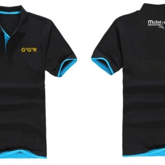 black and blue polo shirt